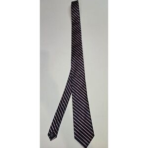Tommy Hilfiger Men's Navy Blue‎ White & Red Striped Necktie Silk Blend
